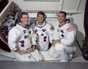 Экипаж КК «Аполлон-7» (слева направо — Дон Эйзел, Уолтер Ширра, Уолтер Каннингем)