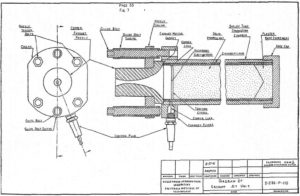 Схема двигателя тягой 11,4 кг, который проработал 12 секунд при лётных испытаниях самолёта «Эркоуп» (август 1941 г.)