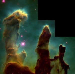 Рождение звёзд в Туманности Орёл (один из наиболее известных фотоснимков, сделанных Хабблом)
